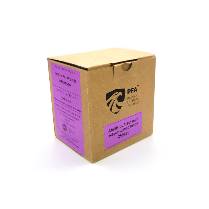 Amunicja PFA 9x19mm FMJ IPSC MINOR 9,5g/147gr (250)