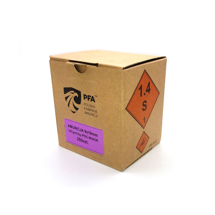 Amunicja PFA 9x19mm FMJ IPSC MINOR 9,5g/147gr (250)