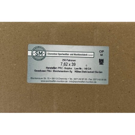 Amunicja SM 7,62x39mm FMJ 8g/124gr
