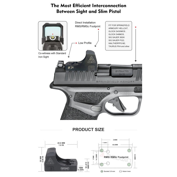 Kolimator REDWIN COBRA MINI 21X15 RMSc ZIELONA KROPKA RWD21