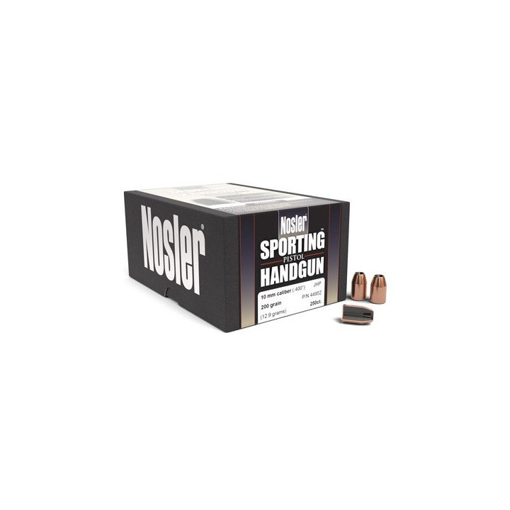 Pociski NOSSLER 10mm AUTO 12,9g/200grs JHP (250 szt.)